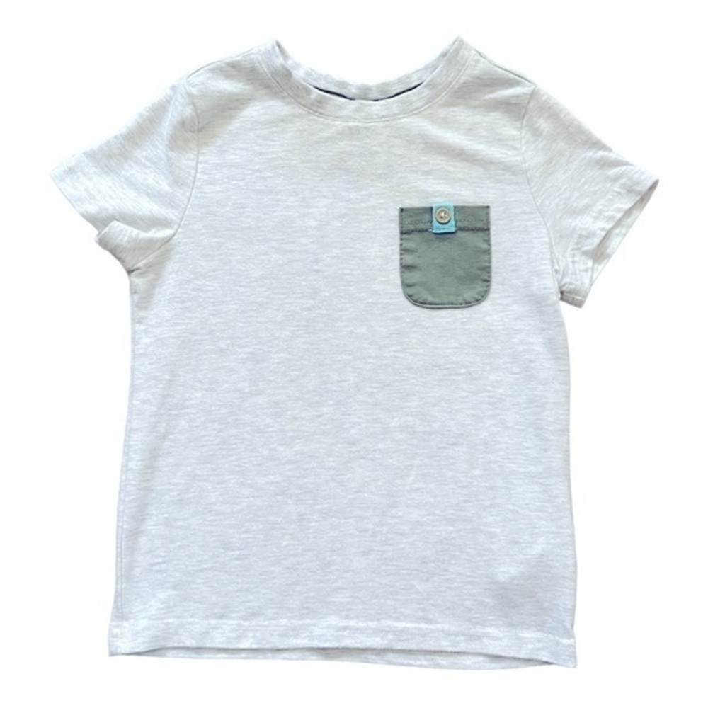𝅺tommy Bahama shirt/top short sleeve gray round neck pocket detail girls 3T